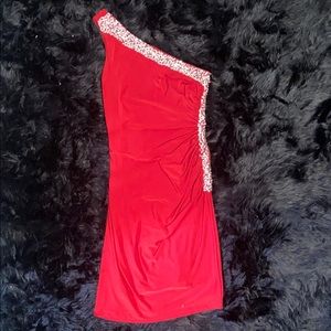 WORN ONCE Red Formal One Shoulder Dress Size 8